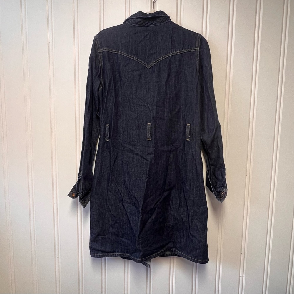 Wrangler Denim Shirt Dress Western Button Front Belted – Size Small - Picture 6 of 7